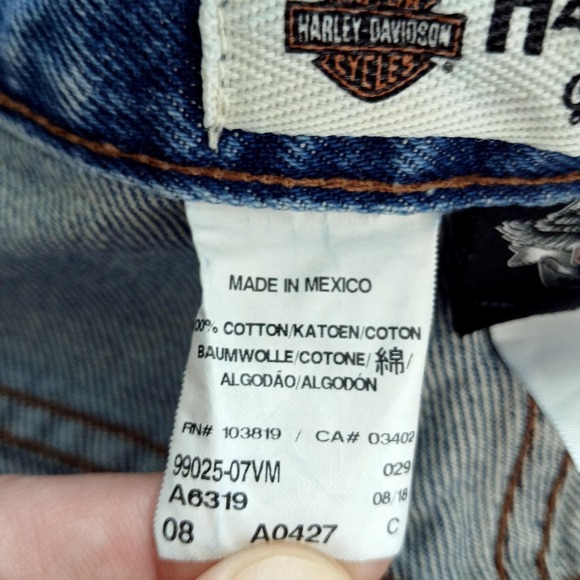 Harley-Davidson Jeans Mens 40x32 Blue Genuine MotorClothes Denim Zip Fly Biker - Picture 9 of 9